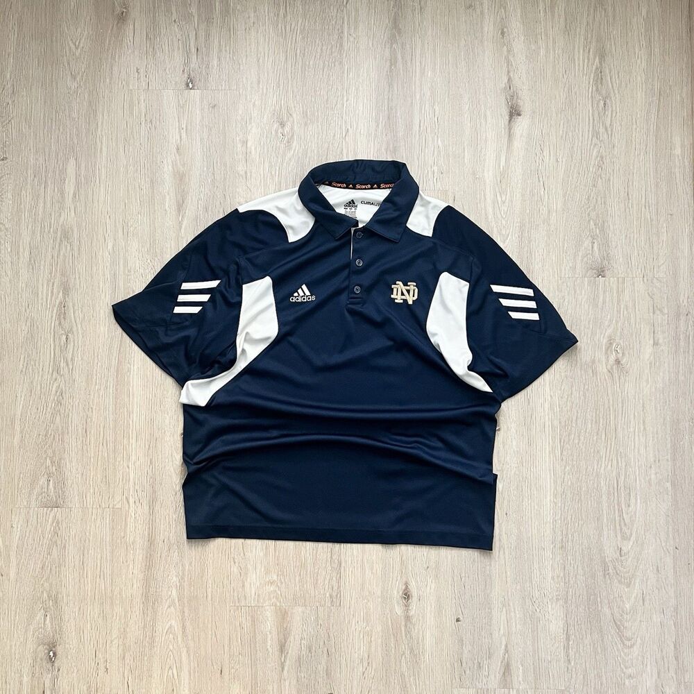 Adidas Scorch Notre Dame Fighting Irish Polo Shirt Men's M Blue Climalite Golf